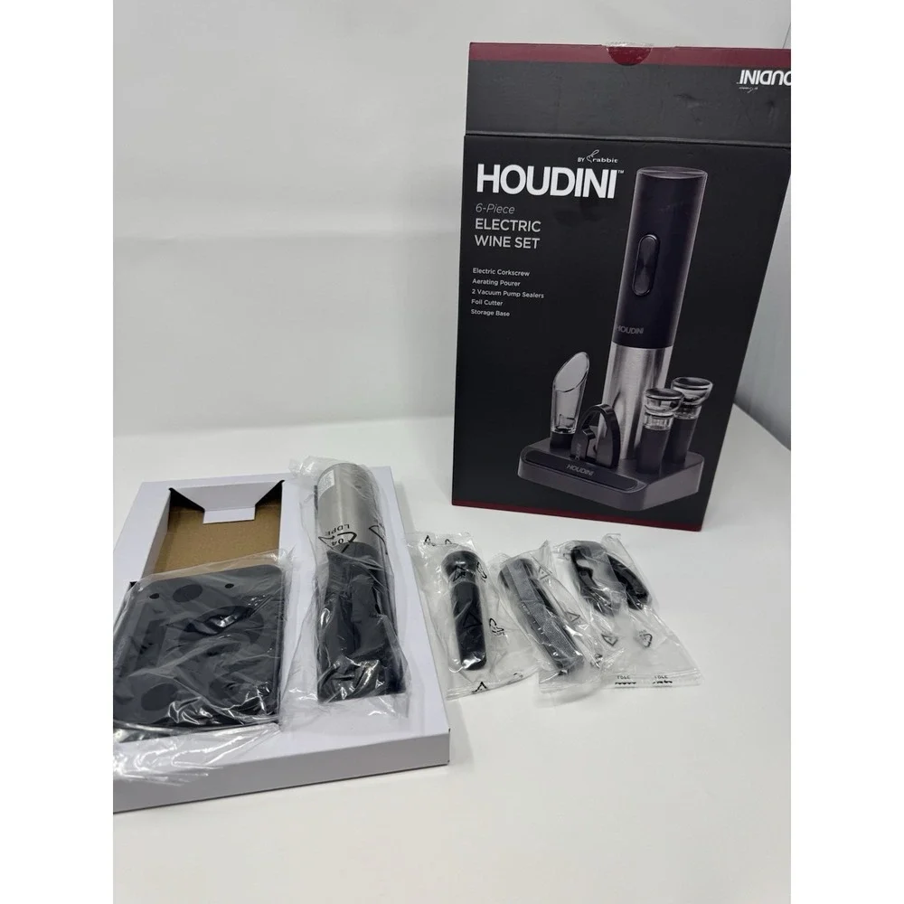 Electric Wine Opener‎ Set with Foil Cutter and Stoppers (Partial Set) w/ Box